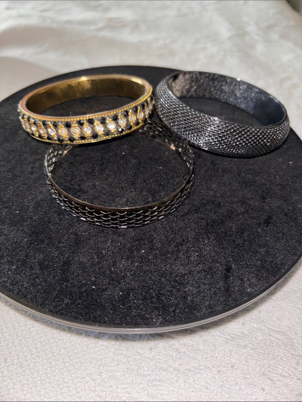 Multi-Texture Gold and Gunmetal Bangle Bracelet Set - Women Jewelry